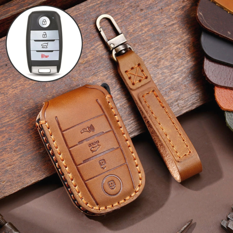 Luxurious Cowhide Leather Key Cover for Kia C133 - 4-Button Protection Case