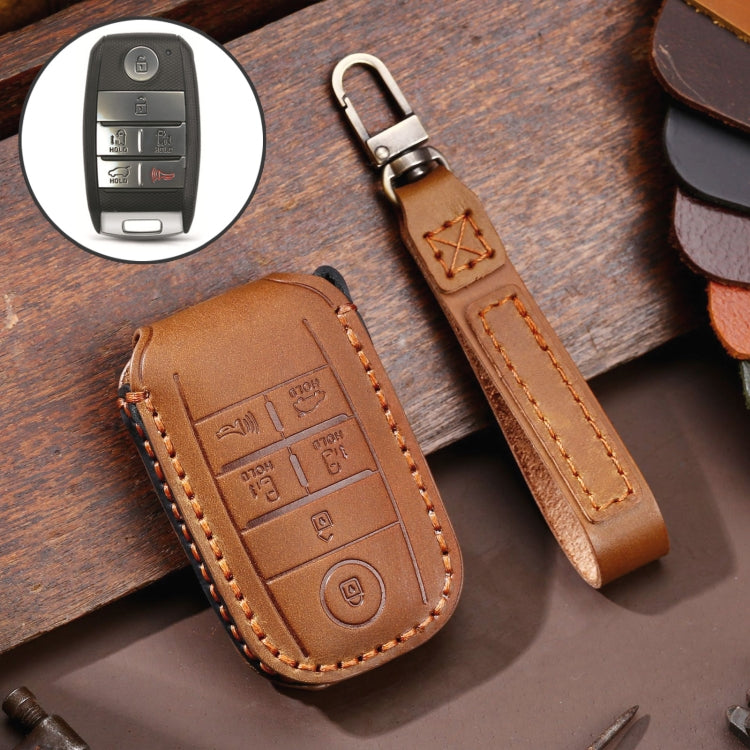 Luxury Cowhide Leather Key Case for Kia C134 - 6-Button Protection Cover
