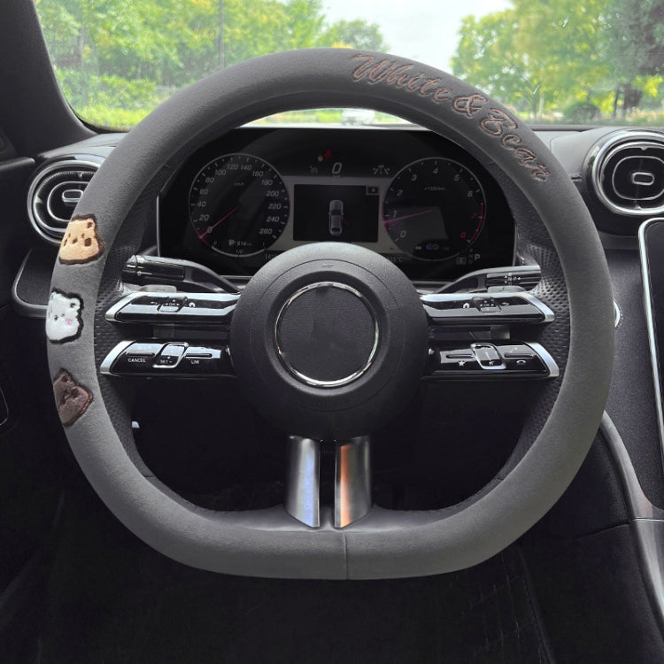 D Style Car Universal Cartoon Pattern Plush Warm Anti-skid Steering Wheel Cover, Diameter: 38cm