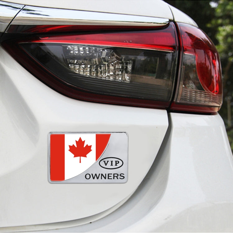 Universal Car Canada Flag Rectangle Shape VIP Metal Decorative Sticker, Canada Flag (Gold), Canada Flag (Silver)