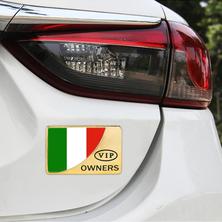 Universal Car Italy Flag Rectangle Shape VIP Metal Decorative Sticker, Italy Flag (Gold), Italy Flag (Silver)