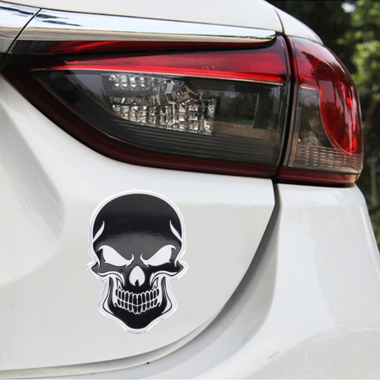 Universal Car Skull Shape Metal Decorative Sticker, Black Red, Black White
