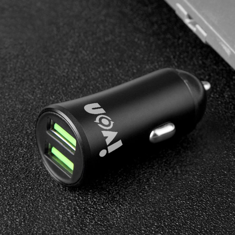 IVON CC26 5V 2.1A Dual USB Port Mini Car Charger, CC26 Black, CC26 Grey