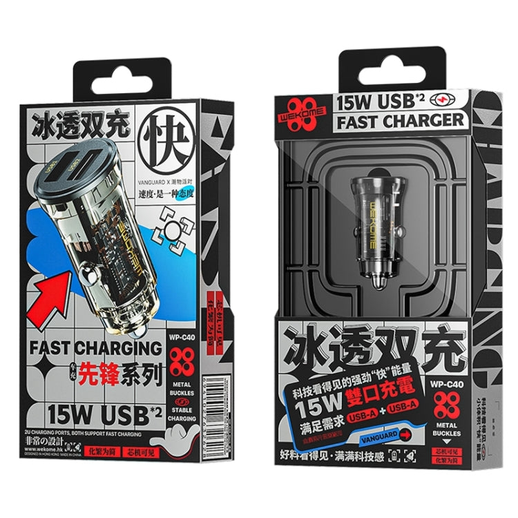 WK WP-C40 Vanguard Series 15W Daul USB Car Charger, WP-C40