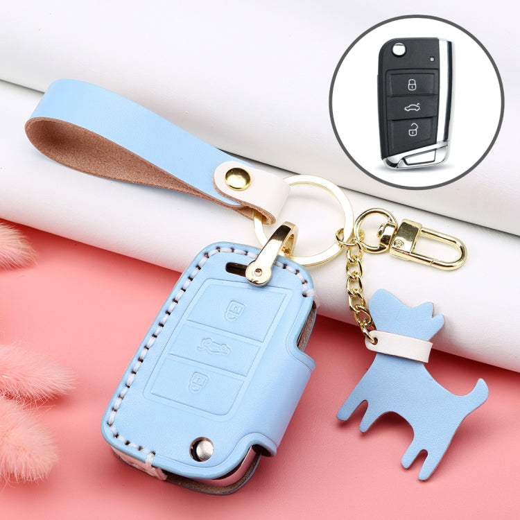 Chic Cowhide Leather Key Cover for Volkswagen B Type Folding Key - Stylish Protection for Your Car Key