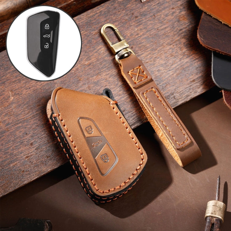 Luxurious Cowhide Leather Key Fob Cover for Volkswagen Golf 8