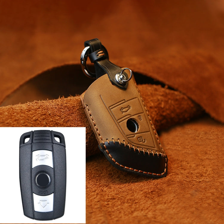 Premium Cowhide Leather Key Case for BMW Blade Style - Dual Key Protection