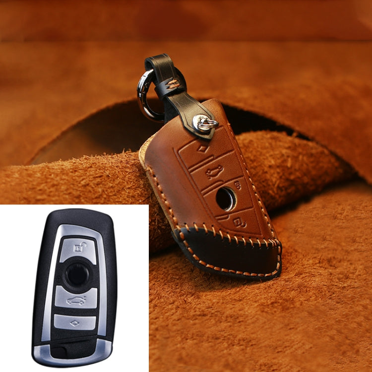 Luxurious Cowhide Leather Key Cover for BMW – Three-Key Design