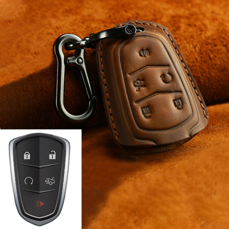 Luxurious Cowhide Leather Key Case for Cadillac - Five-Key Version