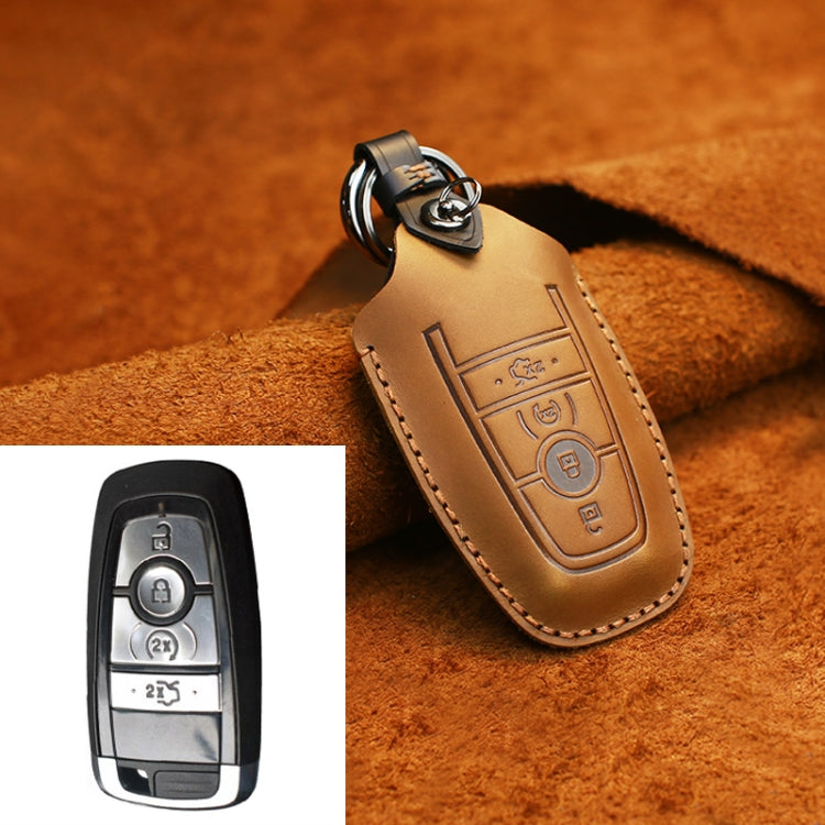 Luxury Cowhide Leather Key Case for Ford Cars – Four-Key Protection Cover