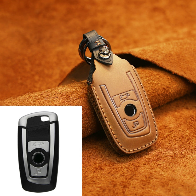 Luxurious Cowhide Leather Key Case for Classic BMW Models - Two Keys Edition