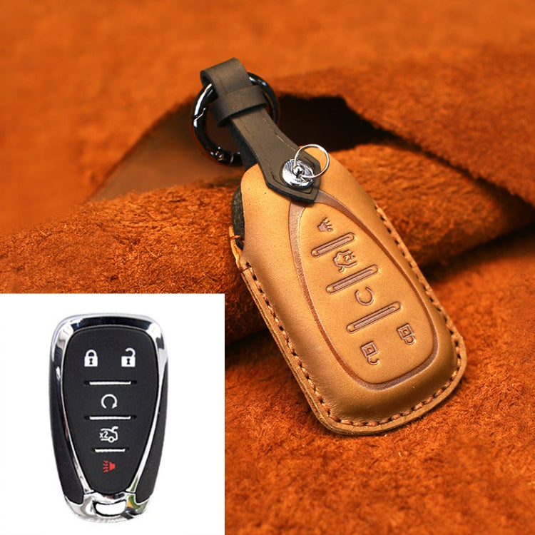 Premium Cowhide Leather Key Case for Chevrolet - Stylish Five-Key Protective Cover