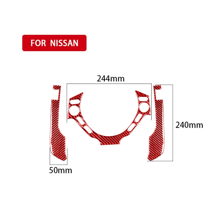 Stylish 3-Piece Carbon Fibre Decorative Stickers for Nissan GTR R35 Dashboard & Steering Wheel (2008-2016)