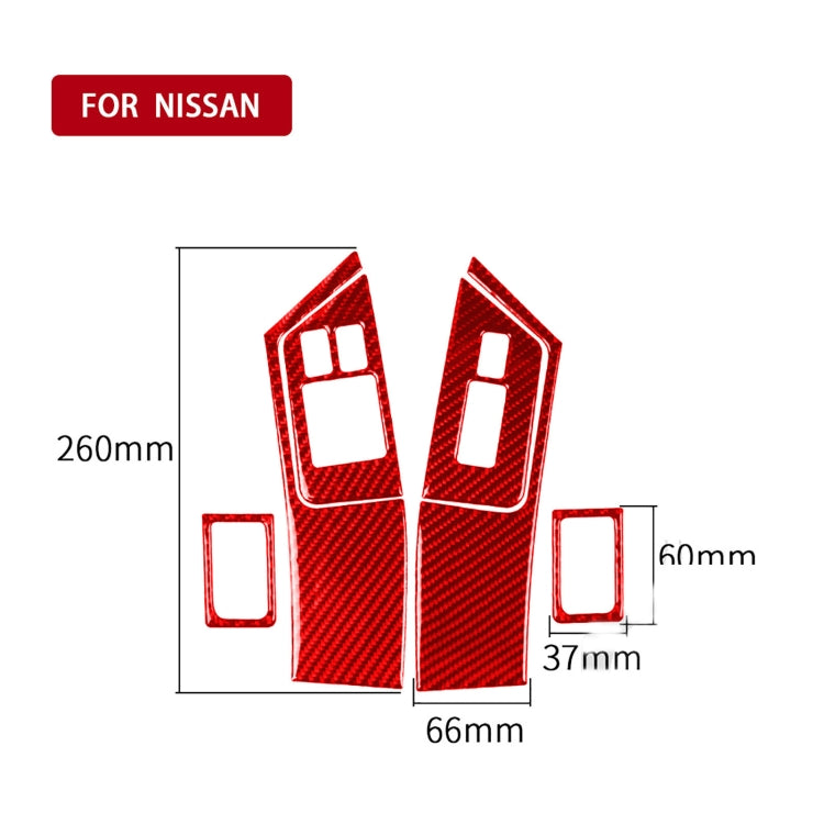 6-Piece Carbon Fibre Door Lock & Window Lift Button Decor for Nissan GTR R35 (2008-2016) - Left-Hand Drive