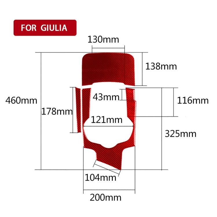 Carbon Fibre Gear Box Panel Trim Stickers - 3 Piece Set for Alfa Romeo Giulia 2017-2019 (Right Hand Drive)