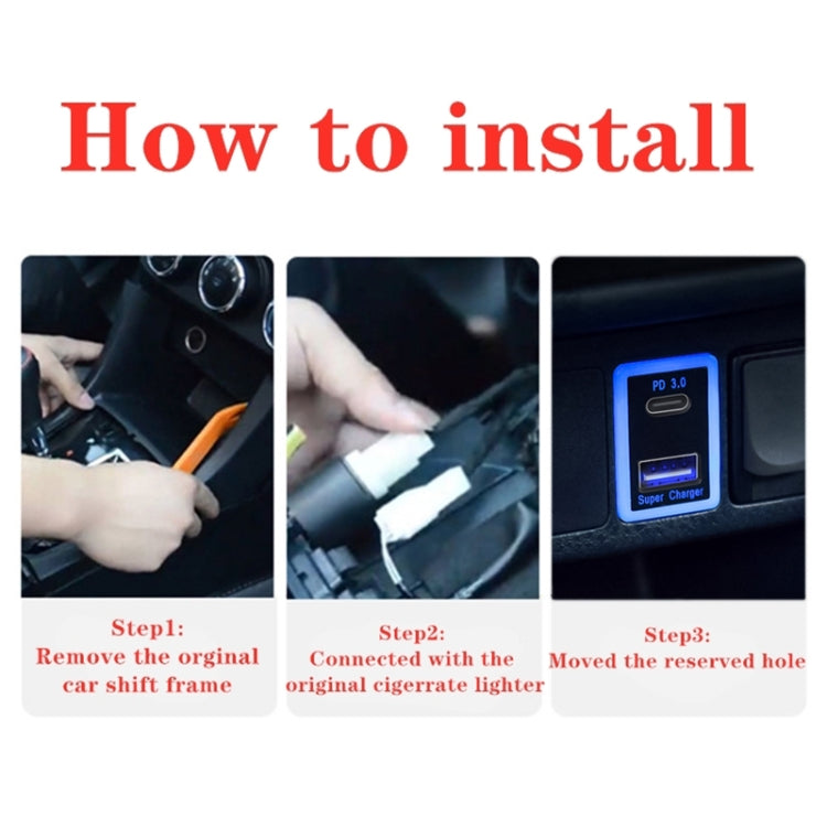 For Toyota 2009-2019 60W USB-A+Type-C Car Smart Phone PD Fast Charger, For Toyota 2009-2019