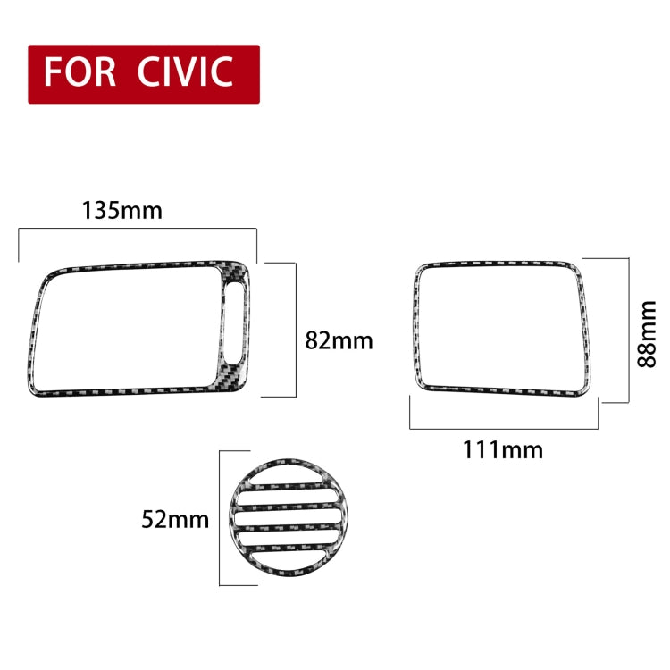 Carbon Fibre Air Vent Decorative Sticker for Honda Civic 8th Gen (2006-2011) - 3-in-1 Front Passenger Seat Accent