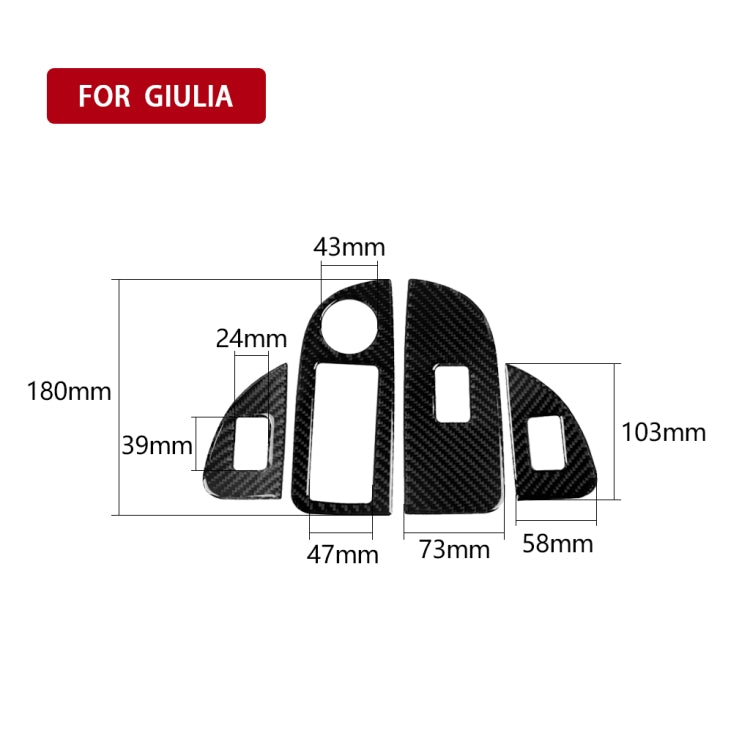 Carbon Fibre 4-in-1 Decorative Window Button Panel Stickers for Alfa Romeo Giulia (2017-2019) - Right-Hand Drive