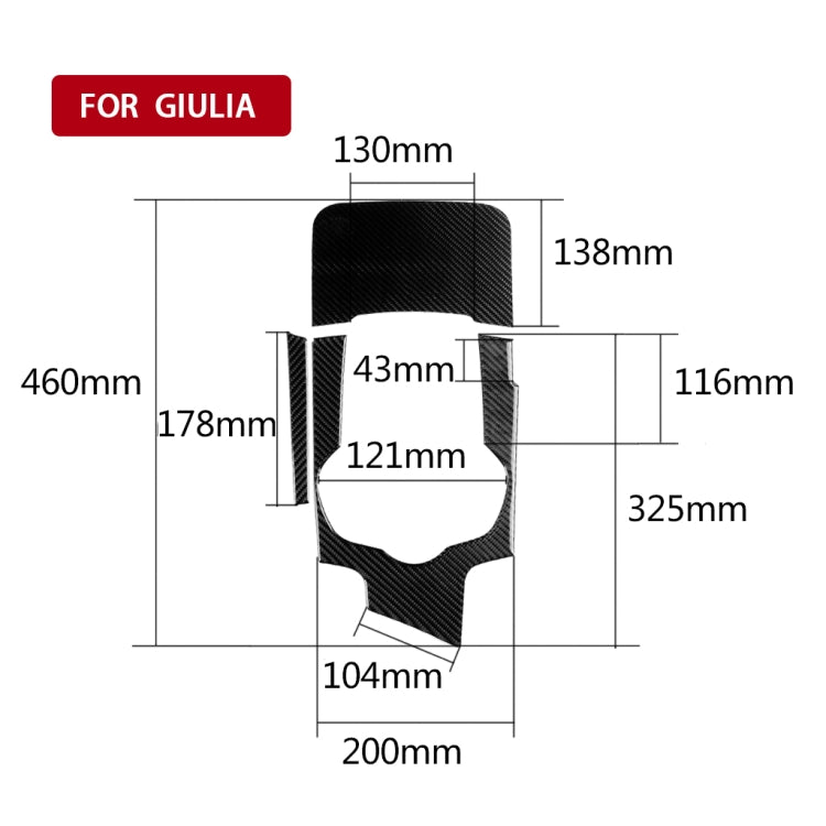 Carbon Fibre 3-in-1 Gear Frame Decorative Sticker for Alfa Romeo Giulia (2017-2019) – Right-Hand Drive
