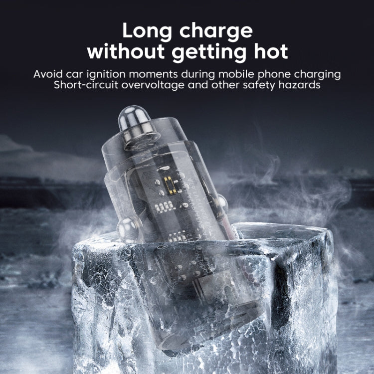 C12P 48W USB + Type-C Dual Port Transparent Mini Car Charger, C12P