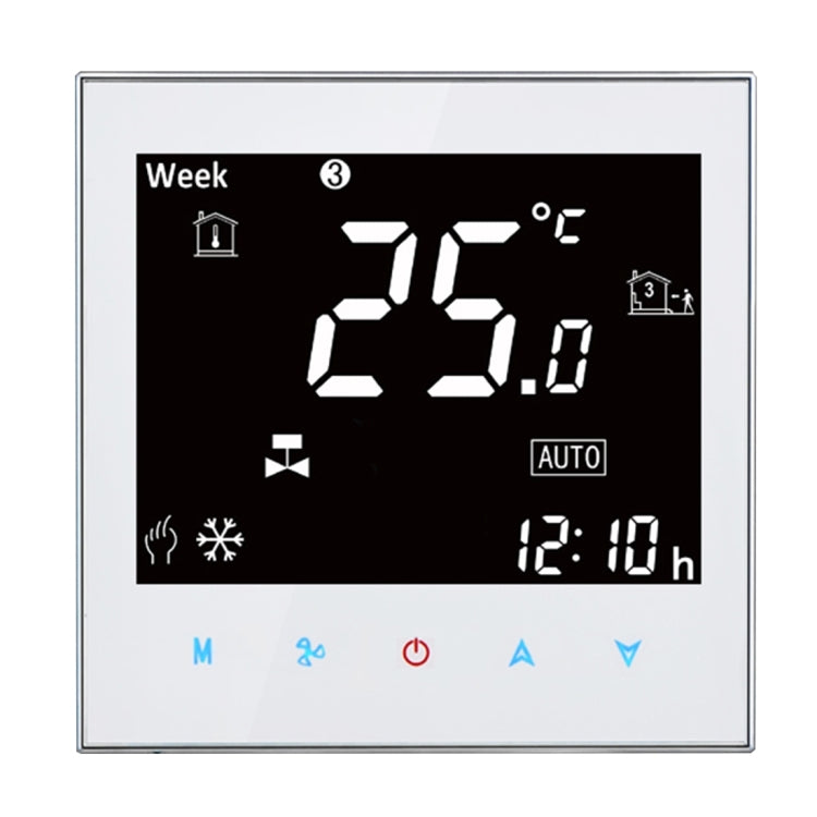 BAC-2000 Central Air Conditioning Type Touch LCD Digital 2-pipe Fan Coil Unit Room Thermostat, Display Fan Speed / Clock / Temperature / Time / Week / Heat etc.