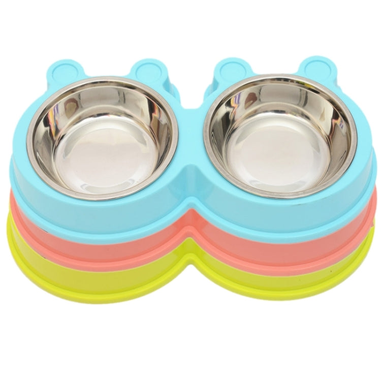 2 in 1 Stainless Steel Bowls, Anti-slippery Mat Cartoon Shape Detachable Pets Bowls, Random Color Delivery