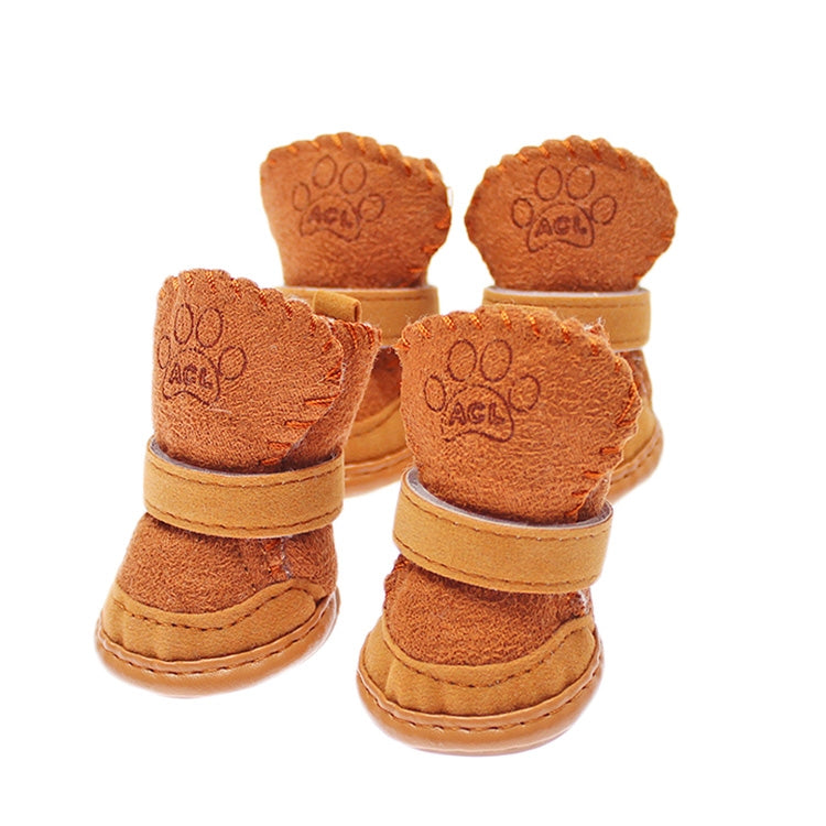 4 PCS New Style Winter Lamb Fur Snow Boots Pet Dog Shoes, Length: 4.3cm, Width: 3.5cm
