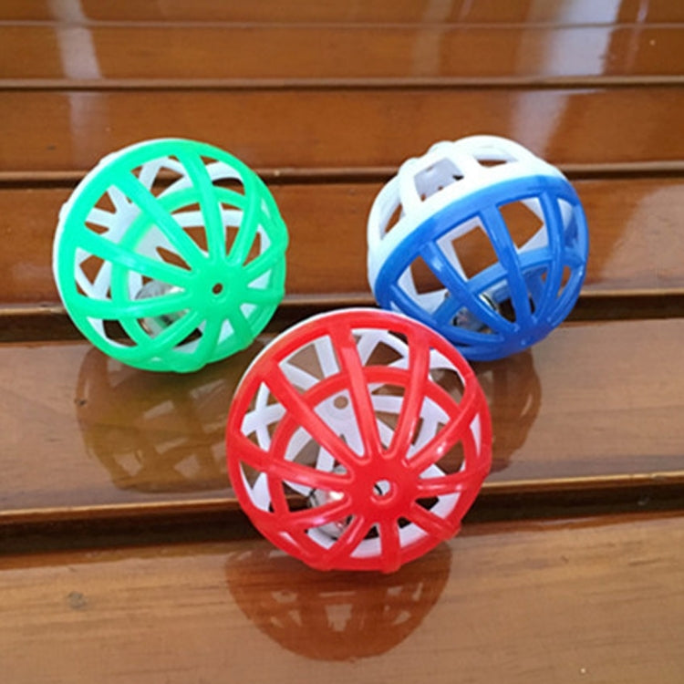 10pcs Pet Plastic Hollow Out Round Cat Hamster Play Balls Colorful Ball Chase Rattle Toys With Small Bell, Random Color