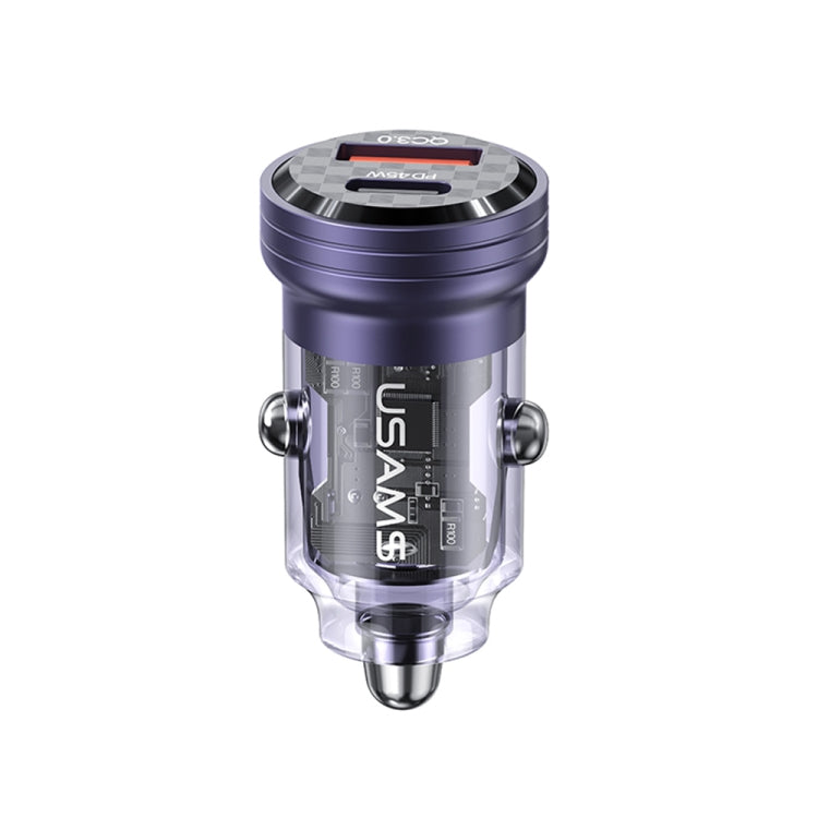 USAMS US-CC175 C35 45W Aluminum Alloy Transparent Dual USB Port Mini Car Charger