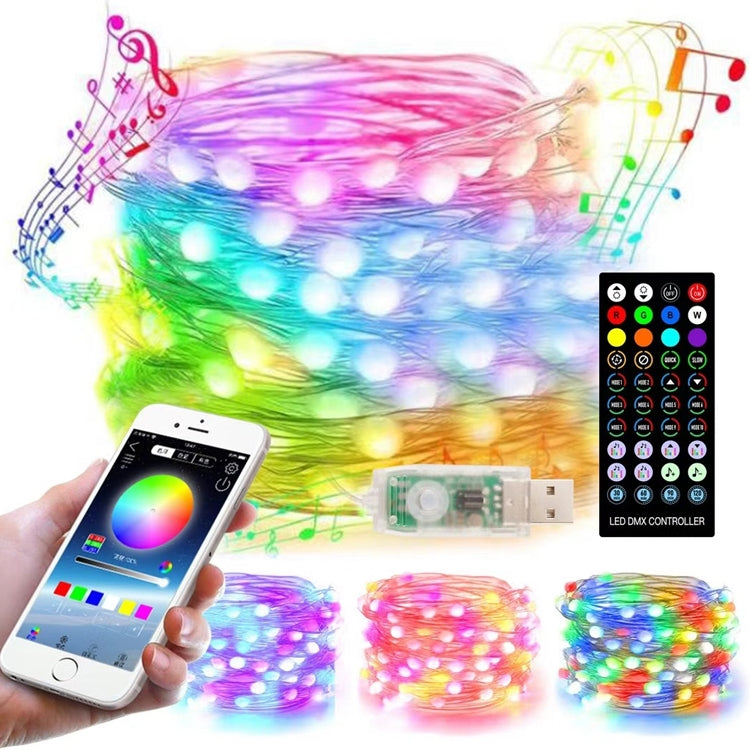 Christmas Decoration USB Copper Wire String Light Remote Controller & Bluetooth Mobile APP Control, Length: 5m 50 LEDs