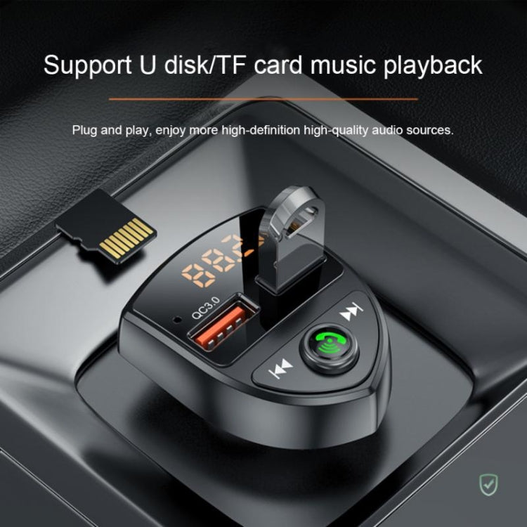 C8 Car U Disk Bluetooth Player Fm Transmitter QC3.0 Dual USB Ports Fast Charging, C8 QC3.0