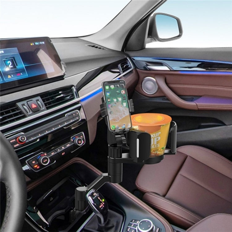 Adjustable Cup Holder Phone Mount with Snack Cup Holder for Car - Universal Clamping Design