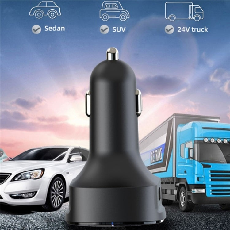 C42 Type-C + USB Car Charger Adapter Bluetooth Hands-free Call MP3 Music Player FM Transmitter, C42