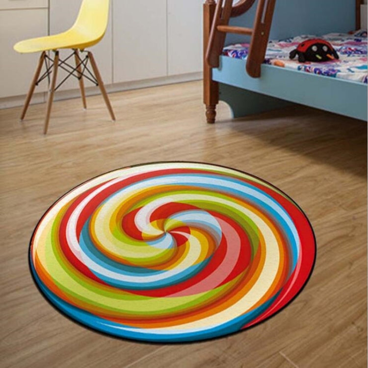 Fruit Pattern Rug Round Crystal Velvet Non-Slip Room Carpet Mat, Diameter 160cm