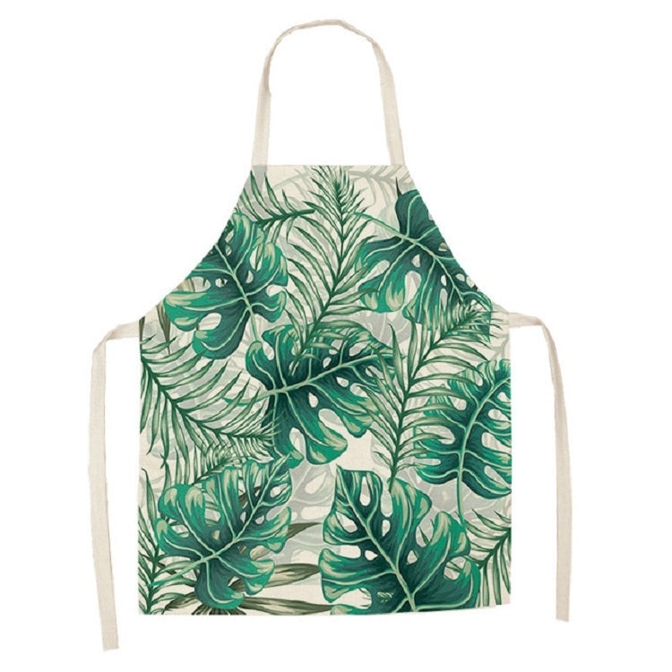Cotton Linen Creative Plant Foliage Pattern Sleeveless Apron