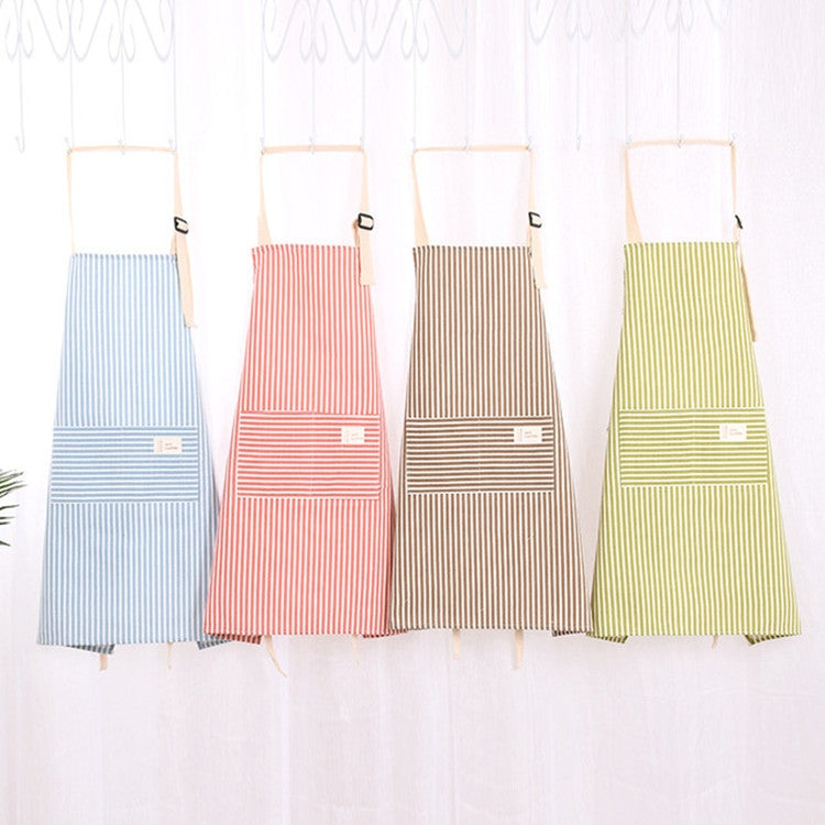 Kitchen Antifouling Sleeveless Apron Adult Work Housework Polyester Cotton Vertical Striped Apron Coverall