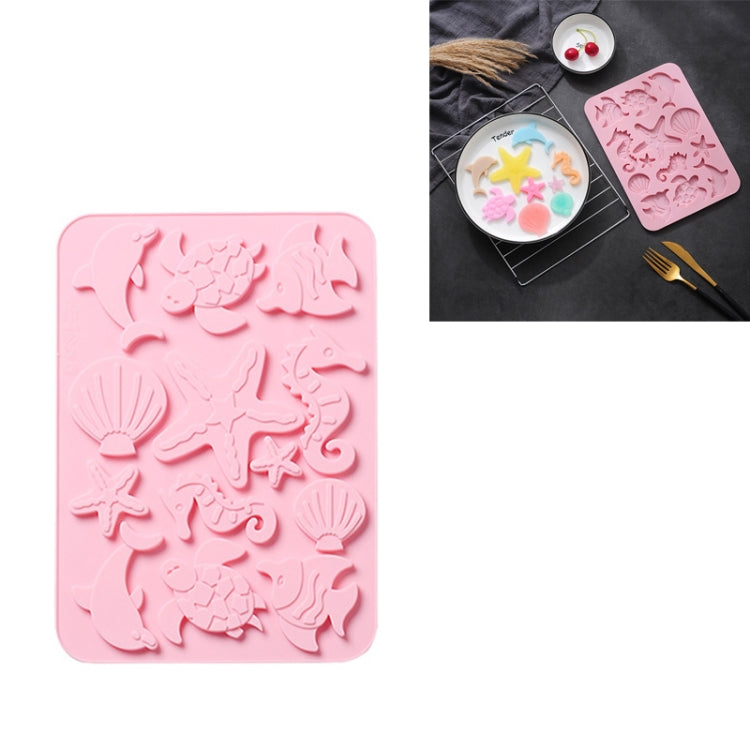 4 PCS Marine Life Three-dimensional Silicone Ice Cream Mold High Temperature Resistant Multifunctional Baking Cake Chocolate Mold