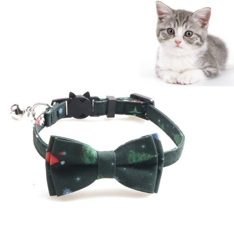 Christmas Snowman & Tree Pattern Pet Collar with Bells