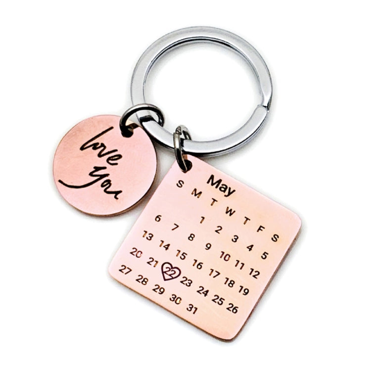 Custom Engraved Stainless Steel Calendar Keyring - Unique Handcrafted Keychain