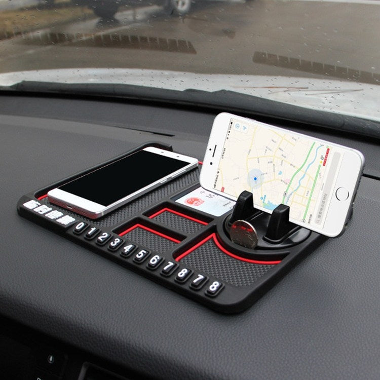 Versatile Anti-Slip Car Dashboard Organiser with Phone Holder and Dual Storage Bays