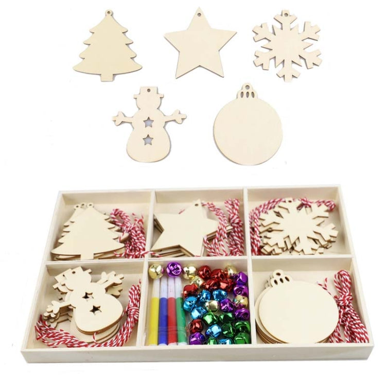 Christmas Creative DIY Decoration Gift Set Handmade Wood Chip Pendant