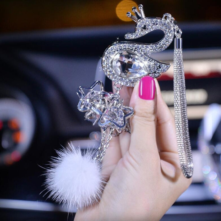 Elegant Crystal Swan Pendant for Car Rearview Mirror Decor