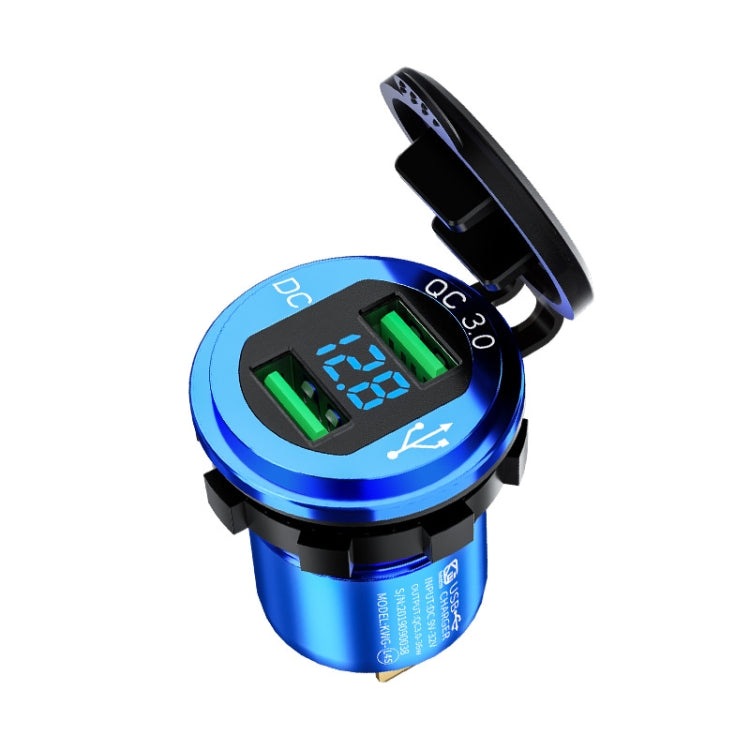 Car Motorcycle Modified USB Charger QC3.0 Metal Waterproof Fast Charge, Black Shell Blue Light, Golden Shell Green Light, Red Shell Red Light, Blue Shell Blue Light