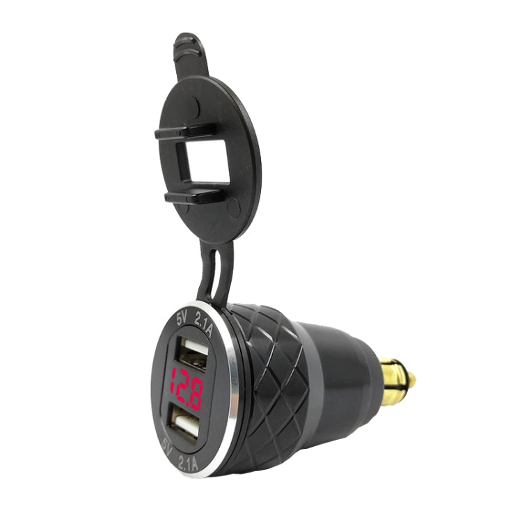 Car Motorcycle USB Charger Metal With Voltage Display Car Charger EU Plug