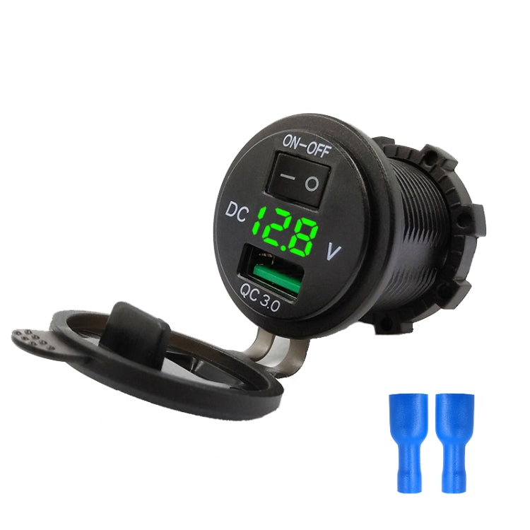 Car Motorcycle Modified USB Charger With Switch 12-24V Fast Charge, P10 (Blue Light), P10 (Red Light), P10 (Green Light)