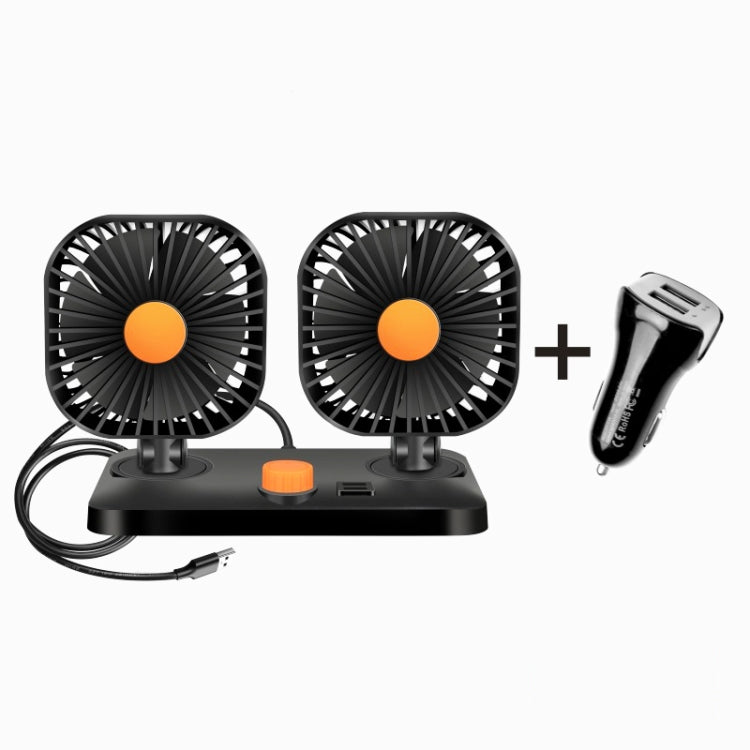 Mini USB 12 / 24V Car Electric Fan, Double Head Fan, Double Head Car Cigarette Lighter Fan