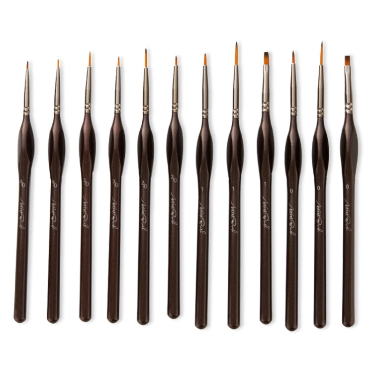 12 PCS/Set Painting Triangle Rod Two-Color Nylon Hair Hook Line Pen Watercolor Brush Pen Art Supplies
