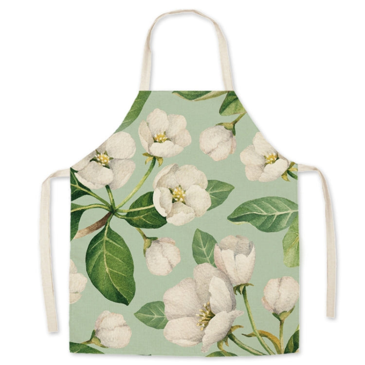 Green Leaf Kitchen Apron Linen Cooking Gown Work Clothes