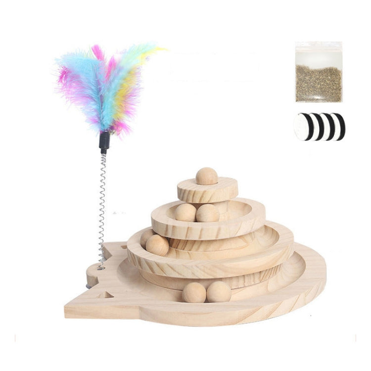MZP01 Solid Wood Turntable Cat Toys Durable Funny Cat Stick Scratcher, Specification: