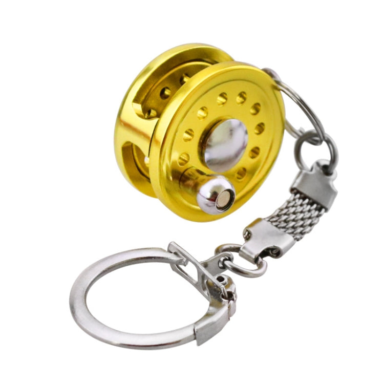 Nautical Charm: Miniature Metal Fishing Wheel Keyring Pendant